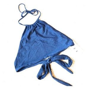 L Space Antique Denim High Neck Wrap Around